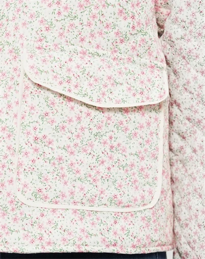 Only - Hallie Quilted Jakke - Cloud Dancer/Pink Ditsy